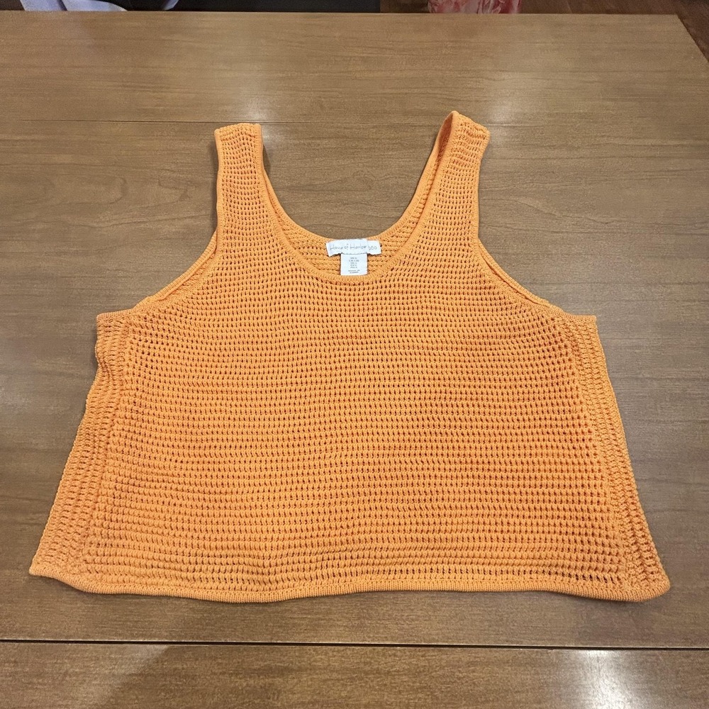 House Of Harlow Tank Top Womens Large Orange Crochet Scoop Neck Cropped Boho